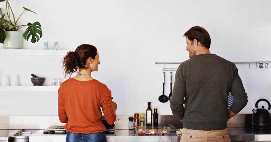 Couple cooking together